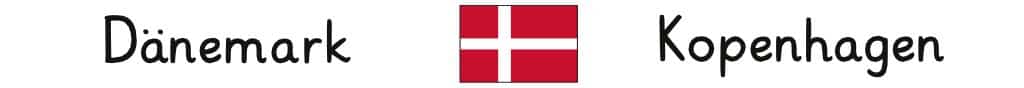 Dänemark mit Hauptstadt und Flagge