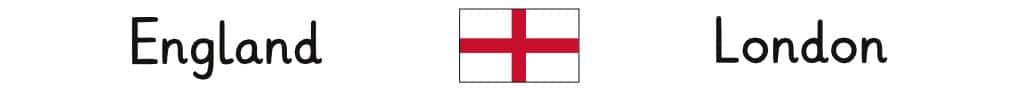 England mit Hauptstadt und Flagge