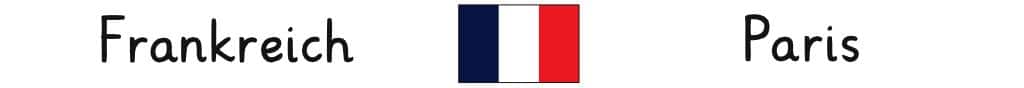 Frankreich mit Hauptstadt und Flagge